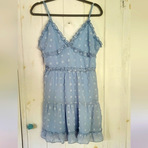 Eilly Bazar Ruffle Trim Clip Dot Dress Size L - Picture 2 of 10